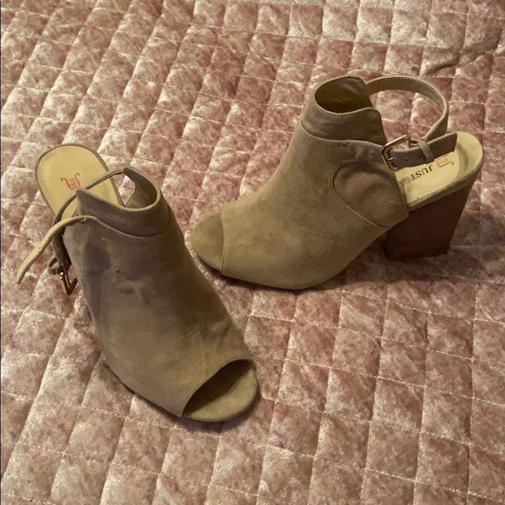 Just fab open toed booties